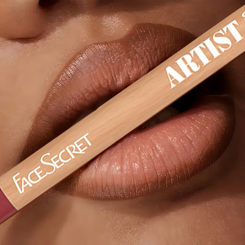 Face Secret Lip Liner - Long-Lasting Matte Lip Pencil with Natural Oak Brown, Pink, Red, Berry, Coral, Nude, Golden, Green, Purple, Orange