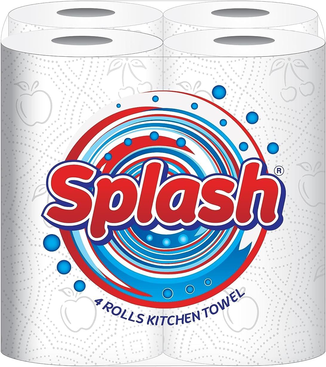 Kitchen Towels. Splash 2-ply Quilted Paper Rolls. Responsibly Sourced. Strong. 10m per Roll