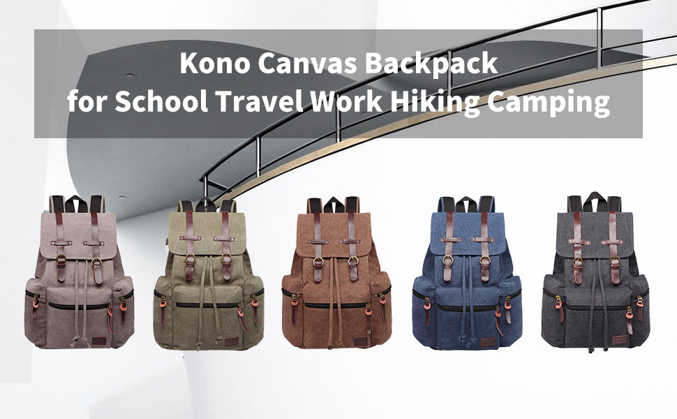 Canvas Backpack Unisex Vintage Rucksack School Bag Casual Daypack for Women/Men Outdoor Travel Hiking Camping