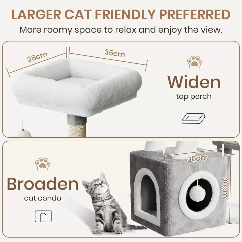 Dogat 107cm High - Quality Multilevel Cat Tree Tower with Scratching Posts - The Perfect Indoor Climbing House Condo for Your Feline Friend