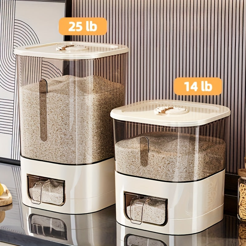 Automatic Rice Dispenser – Large Capacity Sealed & Moisture-Proof Grain Storage Container with Measuring Cup for Rice, Flour, Pet Food