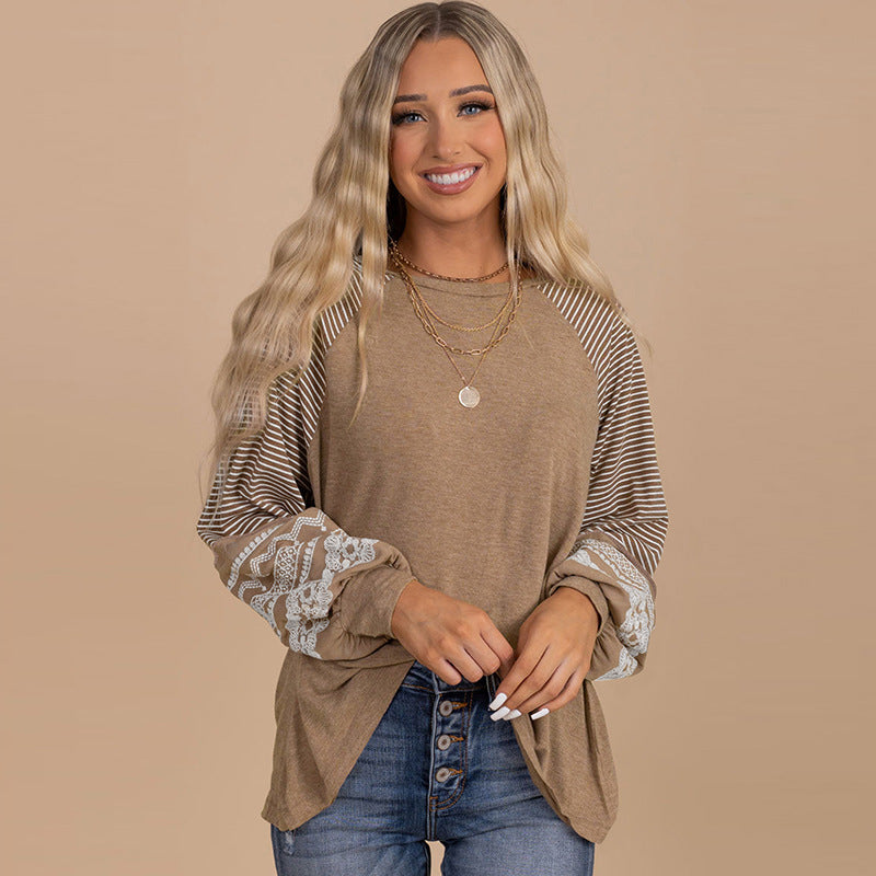 New Pullover Round Neck Long Sleeves Top For Women