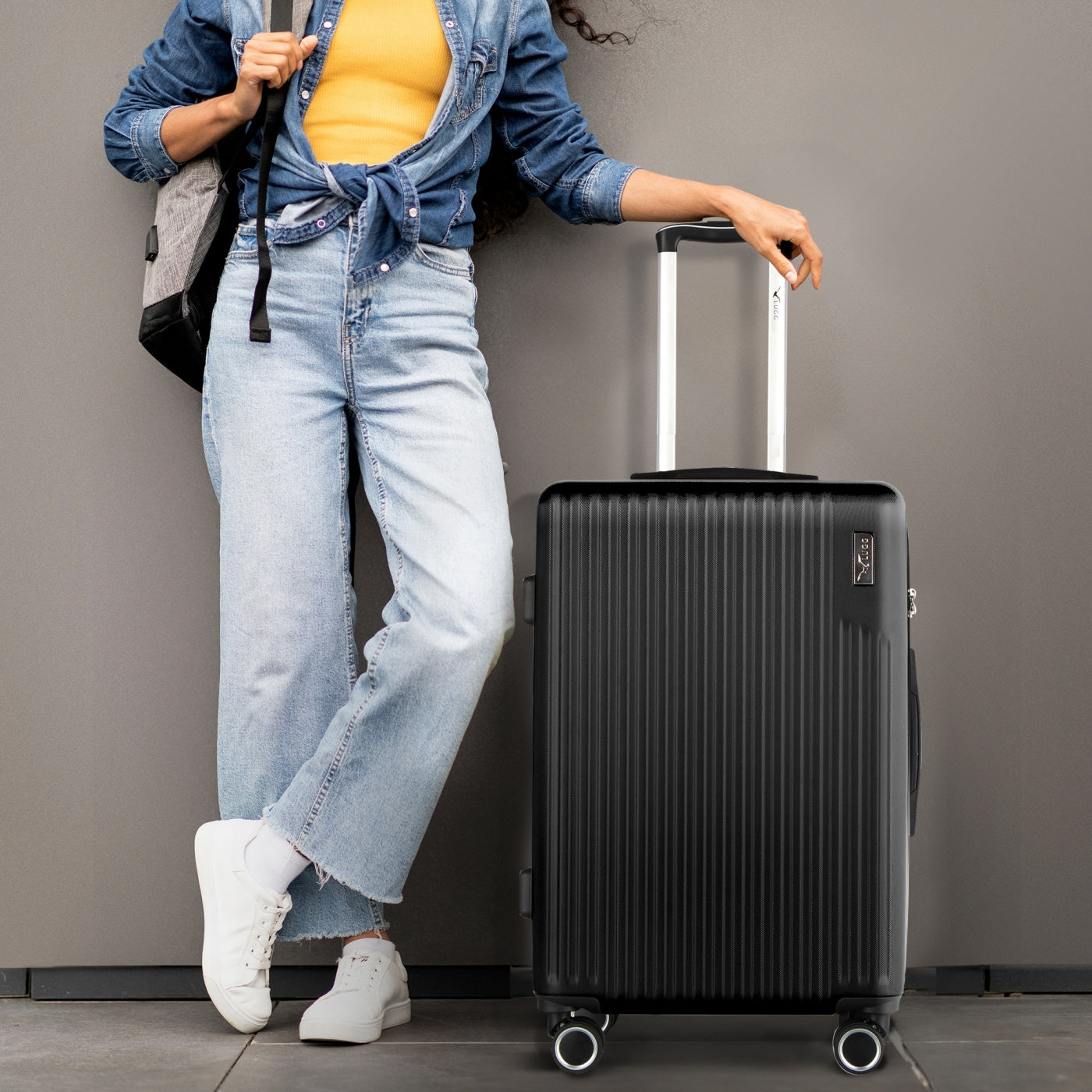 LUGG 65 x 25 x 44cm Vacay Suitcase ABS Luggage with TSA Indent Lock, Aluminium Trolley Handle, 360° Spinner Wheels, Water-Resistant & Durable Material - Airline Compatible (24inch)