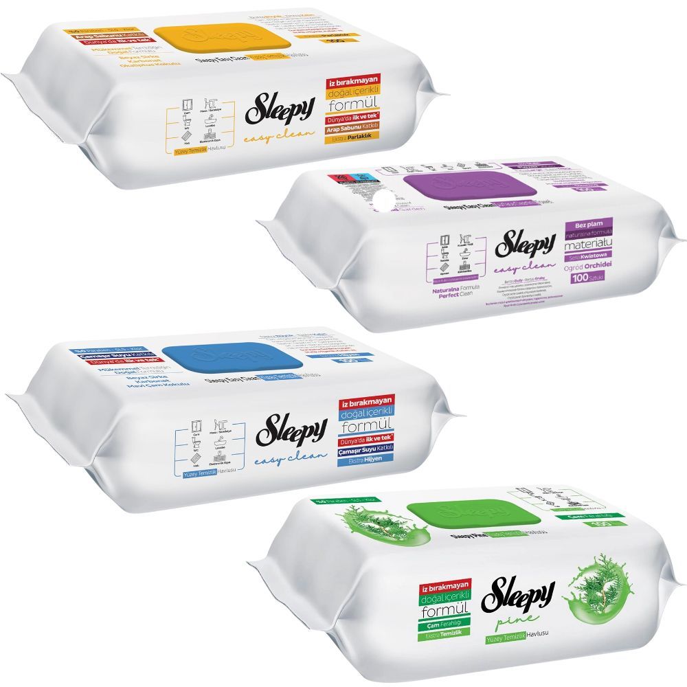 Sleepy Easy Clean Surface Wipes & Towels – 100 Sheets (Pack of 1) – Available Scents: Blue Pine, Orchid, Arab Soap & Sleepy Pine