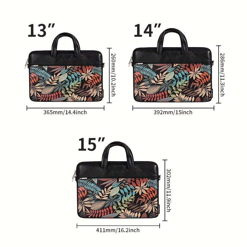 Canvas Artisan Laptop Briefcase with Handle & Adjustable Strap - Heavy-Duty Shockproof Anti-Collision Sleeve, Zipper Closure, Golden-Tone Hardware, Compatible with HP MagicBook/Dell Laptops, Stylish Protective Computer Case f