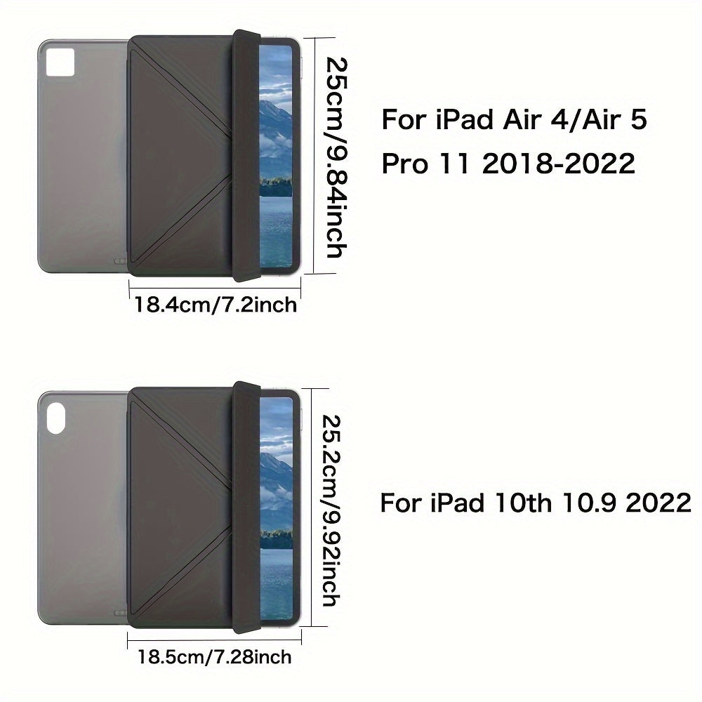 Foldable Lightweight Hard Shell Case for iPad Air 1-9, for iPad 5th-11, for iPad Mini 5-4, Artificial Leather with Adjustable Stand - Protective Cover for 26.67cm to 27.69cm Models