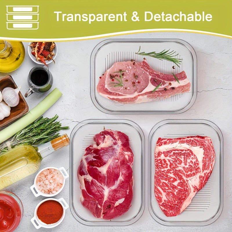 LDQ Transparent Food Storage Container Set, 1/2/3/4-Tier Stackable BPA-Free PP Fridge Organizer for Steak, Deli Meat, Cheese and More