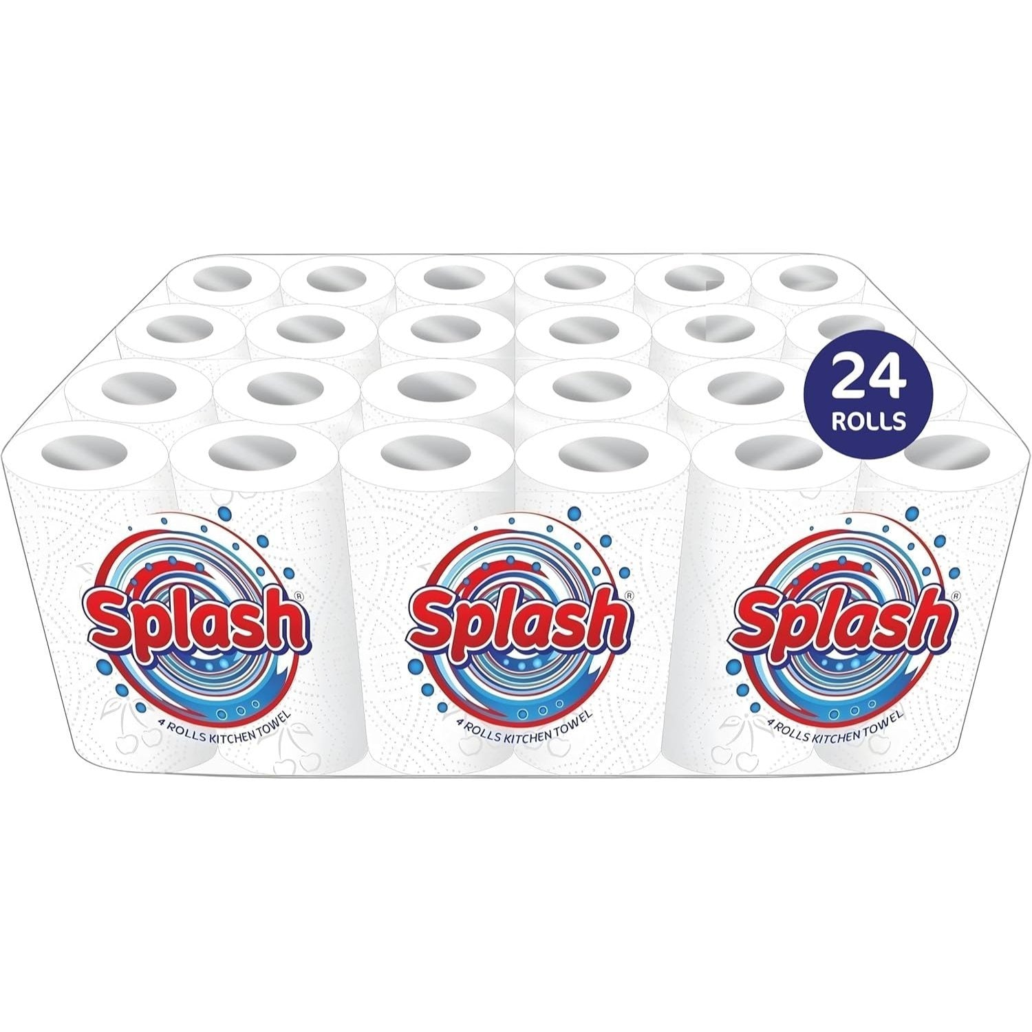 Kitchen Towels. Splash 2-ply Quilted Paper Rolls. Responsibly Sourced. Strong. 10m per Roll