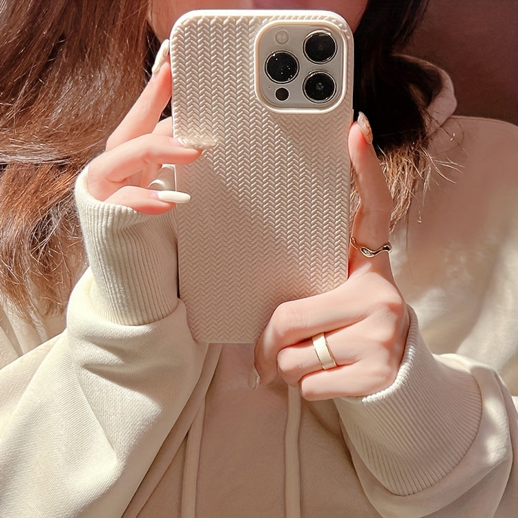 Apple iPhone Case - Luxurious Woven Design Protective Shell Accessory for 11, 12, 13, 14, 15, 16 Pro Max, 15 Plus, and 16 Plus