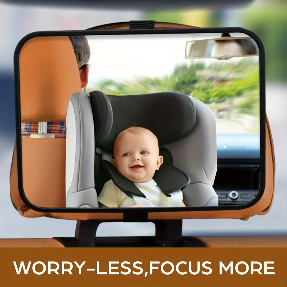 Baby Car Seat Mirror - 360° Adjustable Shatterproof Convex Safety Rearview Mirror with Adjustable Strap, Wide-Angle Baby Monitor for & Car Seats, Compatible with All Vehicles (Easy Install, No Tools Required)