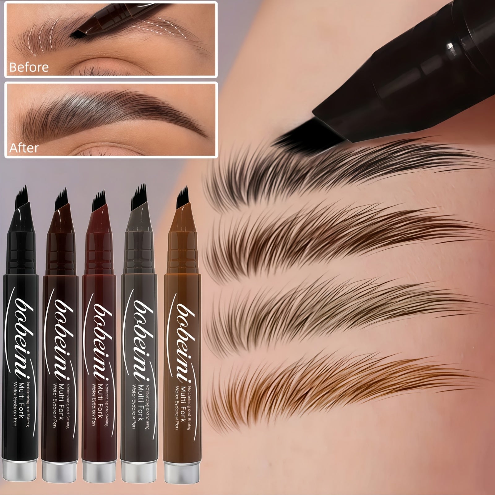 Multi-Fork Brush Design for Defined and Full Eyebrows, Waterproof and Sweat-Proof, Ideal for Halloween, Christmas, Valentine'S Day, Birthday Gifts