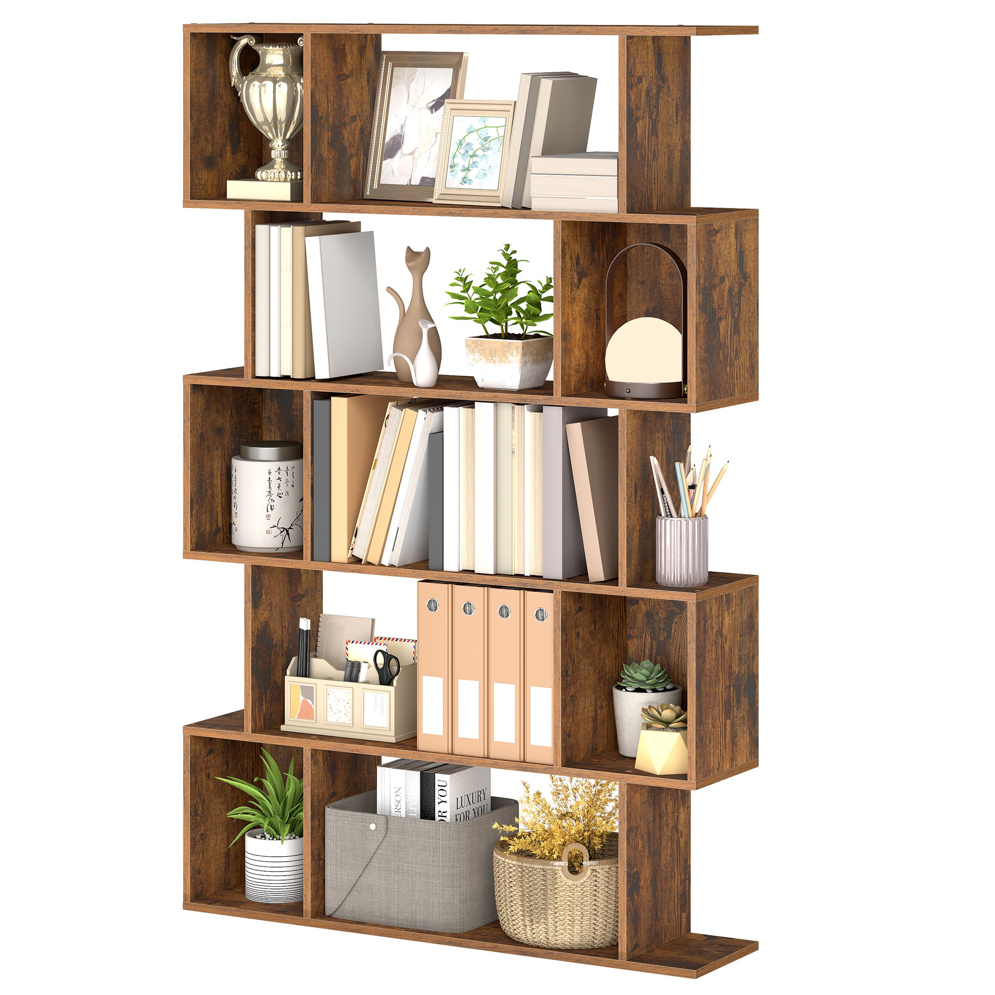 Bookshelf, 5-Tier Bookcase, 24 x 90 x 159 cm, Storage Shelf with Open Compartments, for Living room, Bedroom, Office