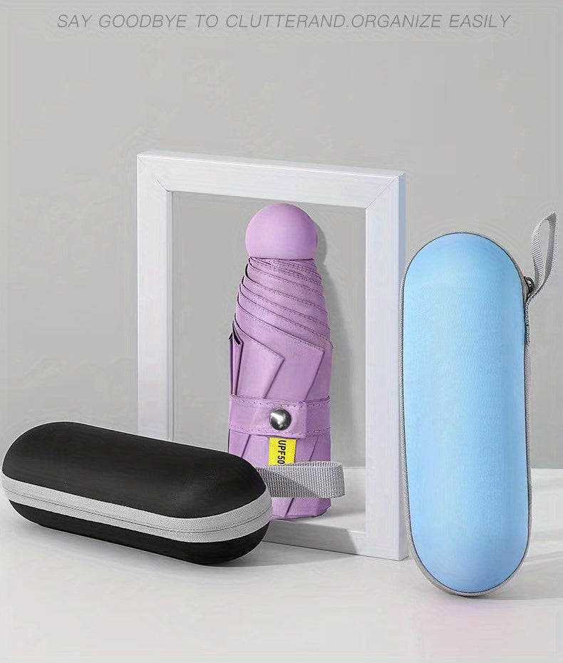 Six-Rib Capsule Pocket Umbrella – Compact, Portable, Lightweight Mini Umbrella for Men, Women & Kids, Windproof and Easy to Carry