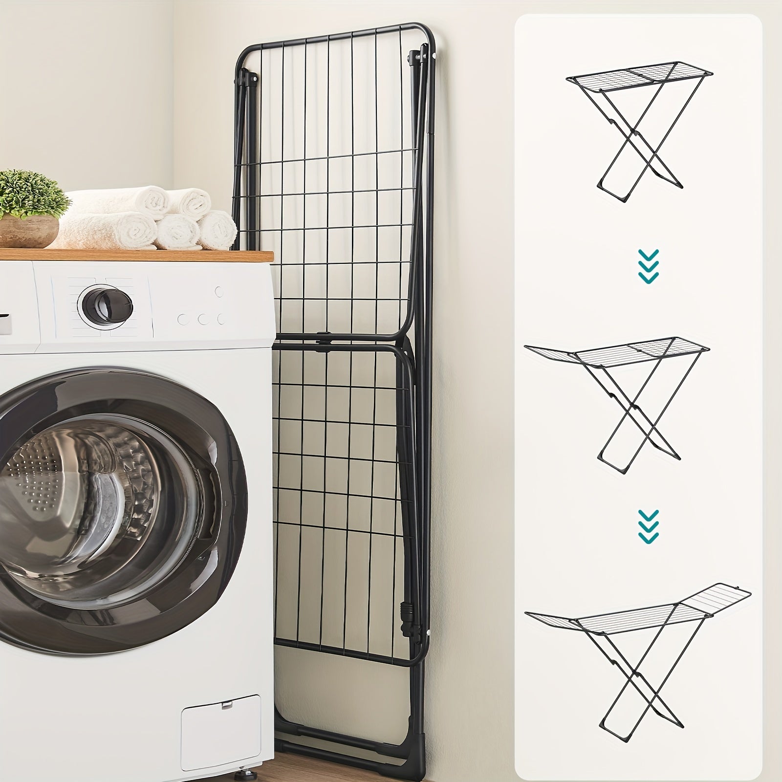 Clothes Airer, Foldable Clothes Drying Rack, Clothes Horse With Gullwings, Free-Standing Laundry Rack, Indoor Outdoor Use, Bed Linen Clothing