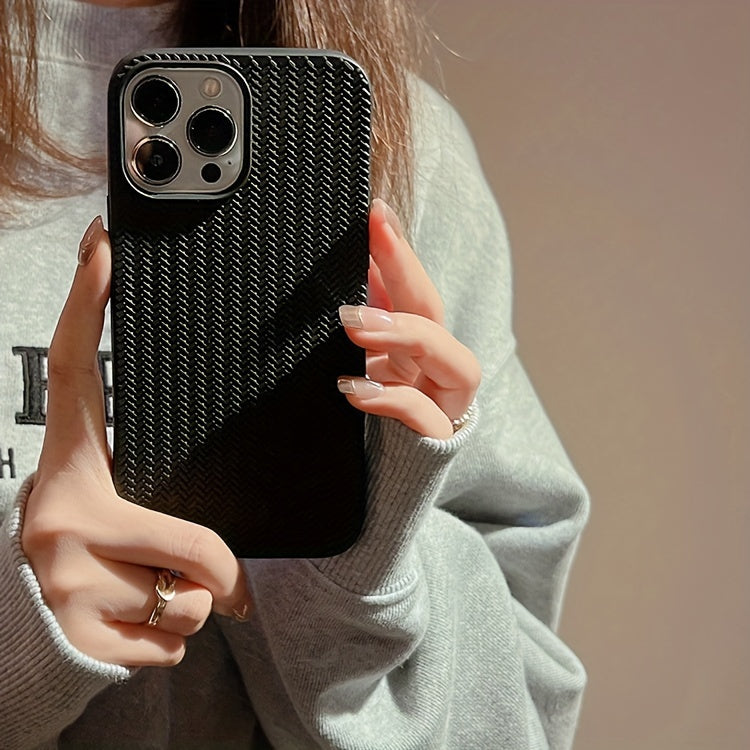 Apple iPhone Case - Luxurious Woven Design Protective Shell Accessory for 11, 12, 13, 14, 15, 16 Pro Max, 15 Plus, and 16 Plus