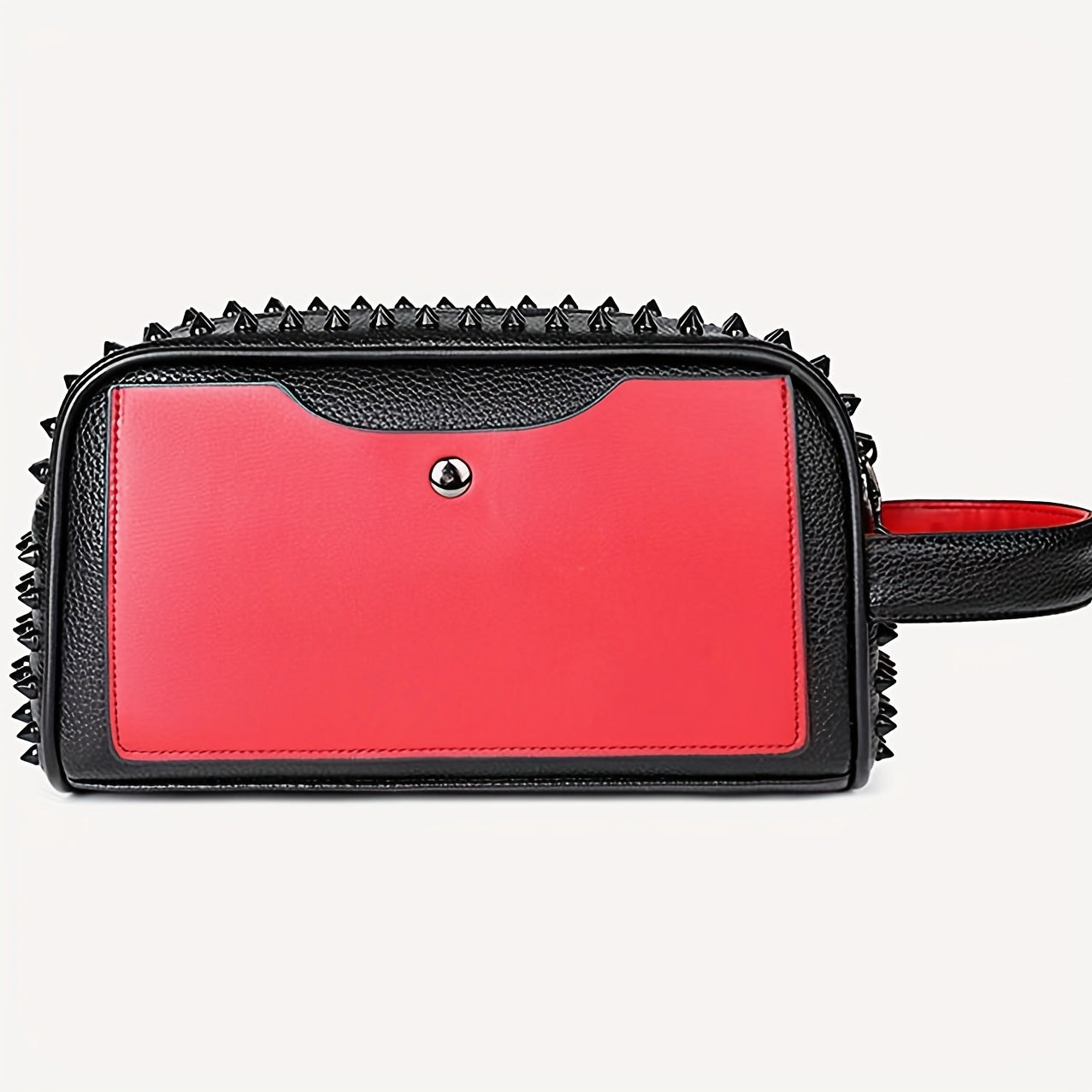 LUMG 's & 's Gothic Punk Handbag - Black Spiked Stud Accent Handheld Purse, Golden-Tone Hardware, Durable Unisex Clutch for Daily Use, Travel, Parties - Edgy Gift for & (Motorcycle Style Inspired)