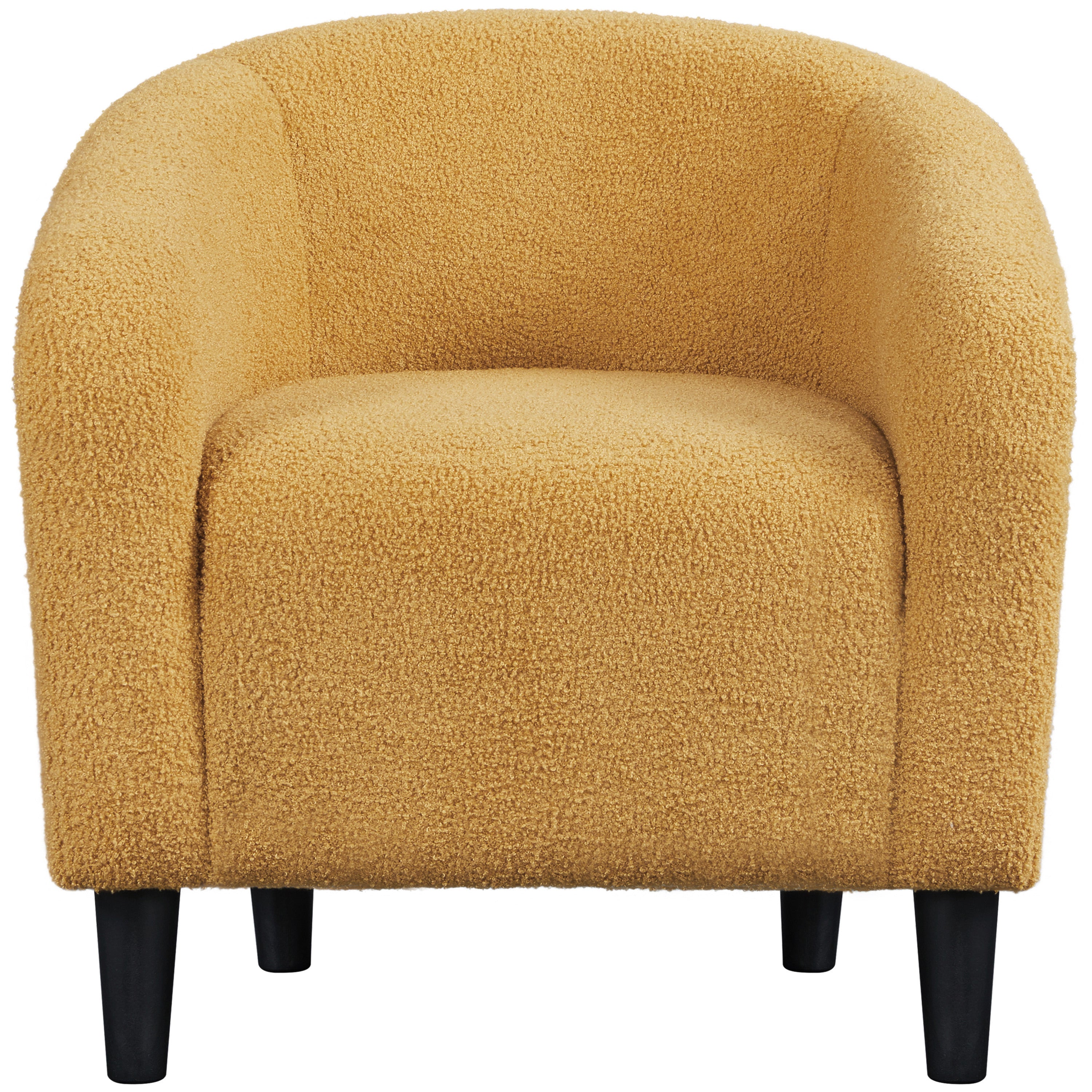 Costoffs Accent Chair, Boucle Arm Chair, Upholstered Arm Chair, Barrel Chair, Barrel Club Chair with Rounded Back/Robust Legs/Armrests for Living Room/Bedroom/Office/Home, Dark Gray/Ivory/Mustard Yellow/Black