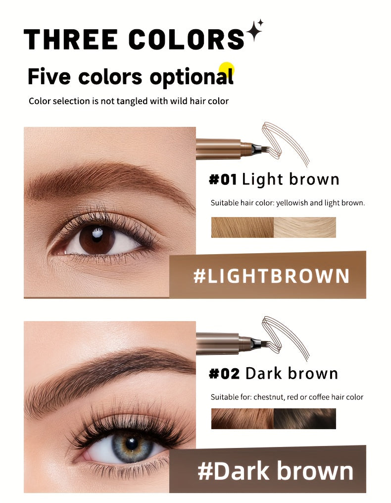 6-Pack Makeup Artist Special One-Stroke Shaped Simulation Eyebrow Feeling Ultra-Thin Four-Pronged Eyebrow Pen Waterproof and Anti-Scratch No Bleeding Natural Three-Dimensional Eyebrow Pen Natural and Vivid Roots Clear Not Rem