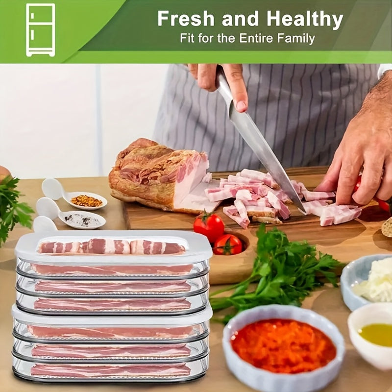 LDQ Transparent Food Storage Container Set, 1/2/3/4-Tier Stackable BPA-Free PP Fridge Organizer for Steak, Deli Meat, Cheese and More
