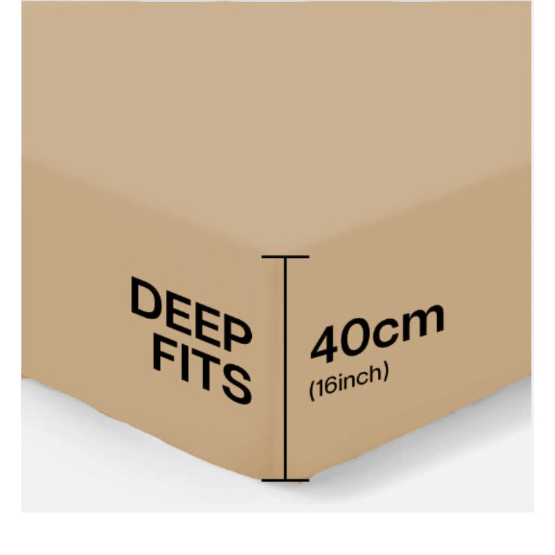 4B Superior 40CM Deep Fitted Sheets with Elastic All Around for Extra Thick Mattresses, Secure Snug Fit Bed Cover, Wrinkle Resistant Bedding, Easy Wash & Quick Dry, Smooth Finish for Modern Bedrooms, Durable Everyday Use Shee