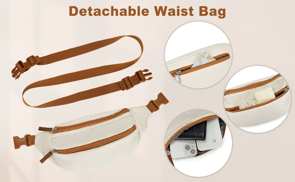 2-in-1 Travel Backpack with USB Port & Detachable Waist Bag - Laptop Rucksack for Men/Women, School & Weekender Daypack