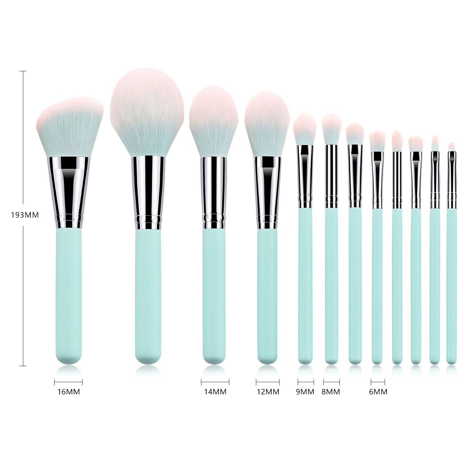 12pcs Light Blue Handle Makeup Brush Set: Foundation, Eyeshadow Brush with Bag, Makeup Tool Set