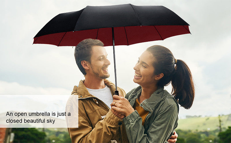 Windproof Automatic Oversized Folding Umbrella – 10-Rib Strong Frame, Sun Protection, Professional Unisex Business & Golf Umbrella