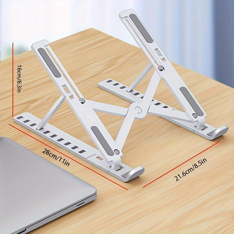 Ten Levels Adjustable Laptop Stand, Single Fork Folding Lift Cooling Base Desktop Tablet Portable Bracket, ABS Material, Compatible With All Notebook