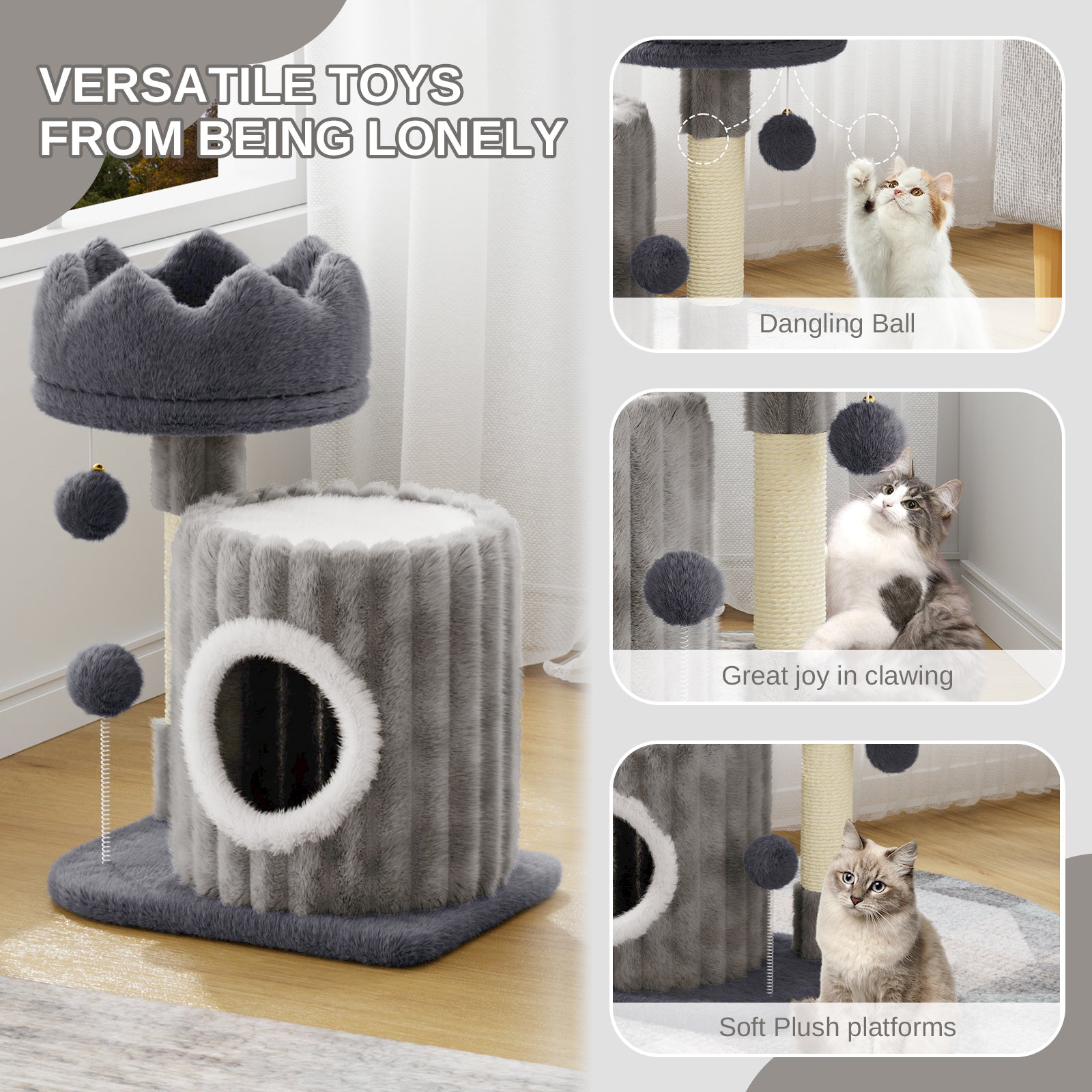 Dogat 53cm Premium Cat Tree Tower Activity Center - Spacious Large Playing House Condo for Feline Rest & Sleep - Ideal for Active Cats!