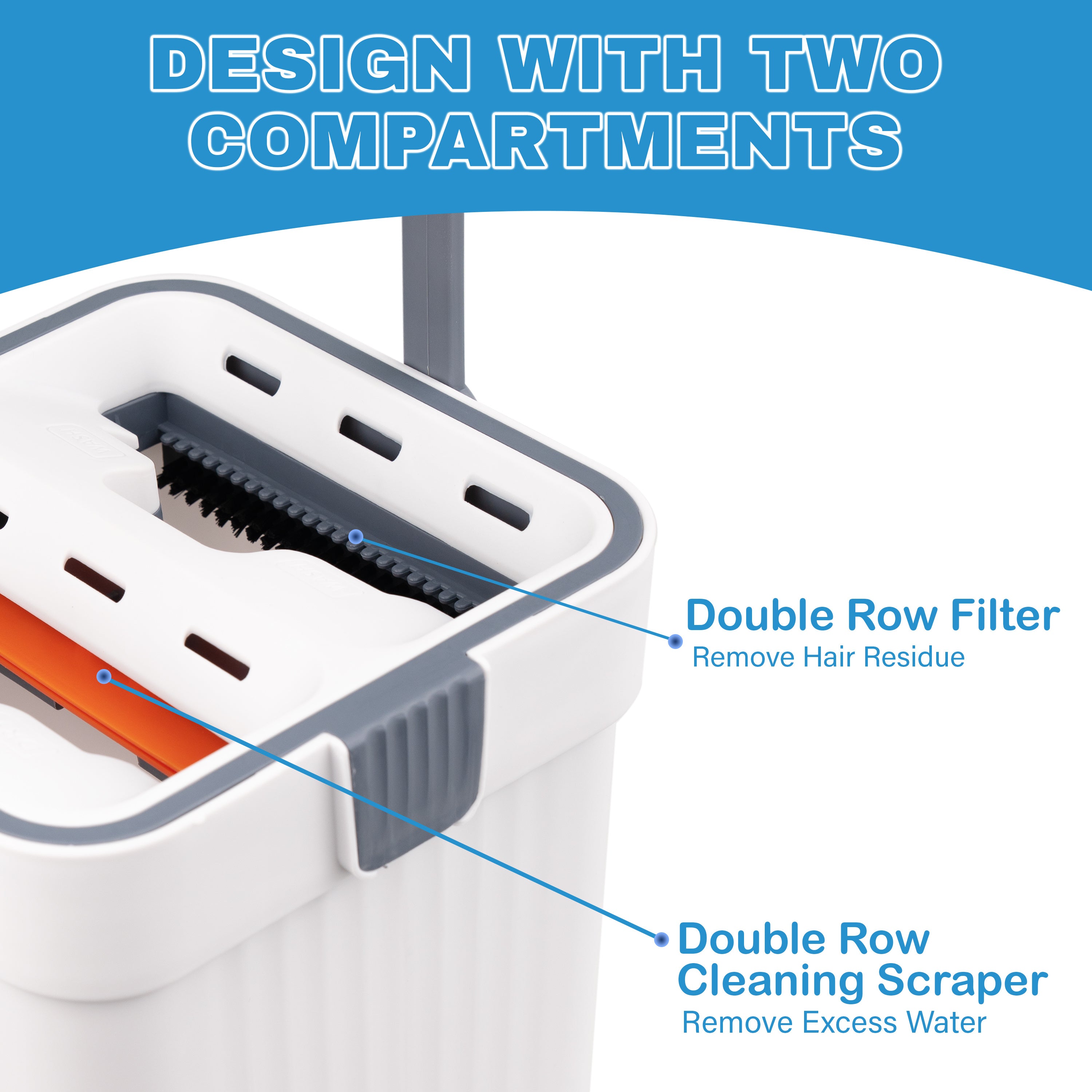 Mop Bucket Cleaning Kit, Including Mop and Bucket and Change the Mop Pad, Hand Wash Free Mop, Wet and Dry Mop, Multifunctional Bucket, Suitable for Tile, Marble, Wooden Floors, Cement Floor Cleaning, Reusable Mop Pads, Cleani