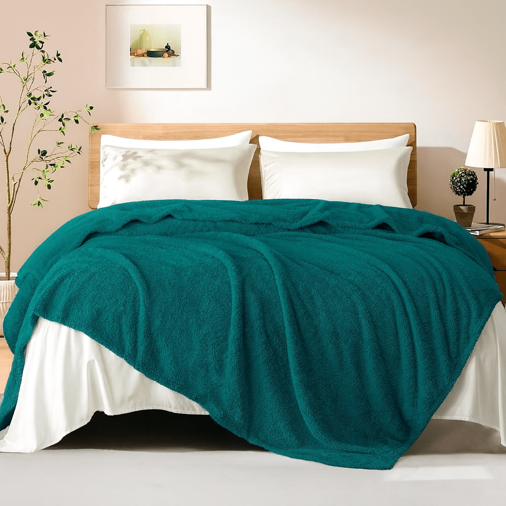 ELAFY Teddy Fleece Throw Blanket – Soft, Warm, Plain Sofa Bed Couch Cover, Lightweight Winter Blanket – Multiple Colors & Sizes