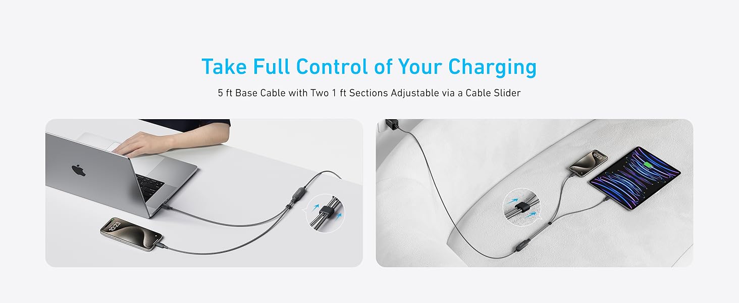 Anker USB C Cable, 6 ft 2-in-1 Type C Cable, 140W Max Fast Charging for iPhone 17/16/15, iPad Pro, Samsung Galaxy, MacBook Pro, and More USB 2.0, Braided, Black