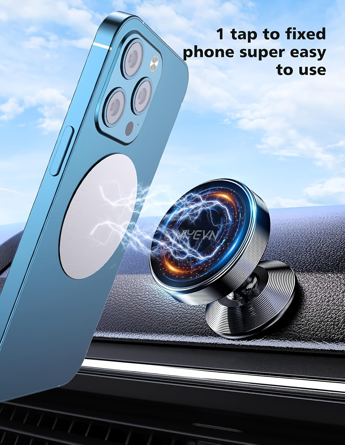 Super Strong Magnetic 360 Degree Rotating Mobile Phone Holder - Universal Metal Car Holder for Air Outlet