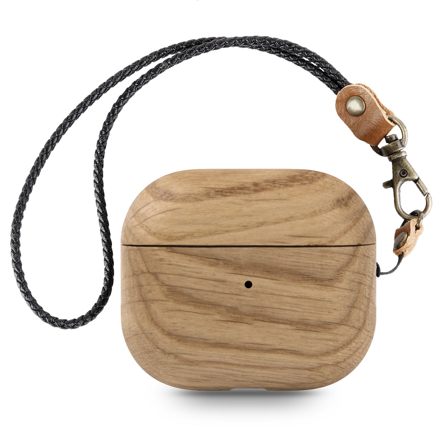 Genuine Real Wood AirPods Pro Rugged Earphone Case: Wooden Wireless Charging Lanyard for Keys