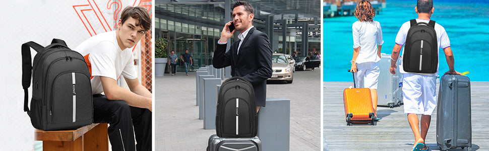 Laptop Backpack for Men & Women - USB Charging Port, Lightweight Business Travel Rucksack Fits 15.6" Notebook, College/Daypack