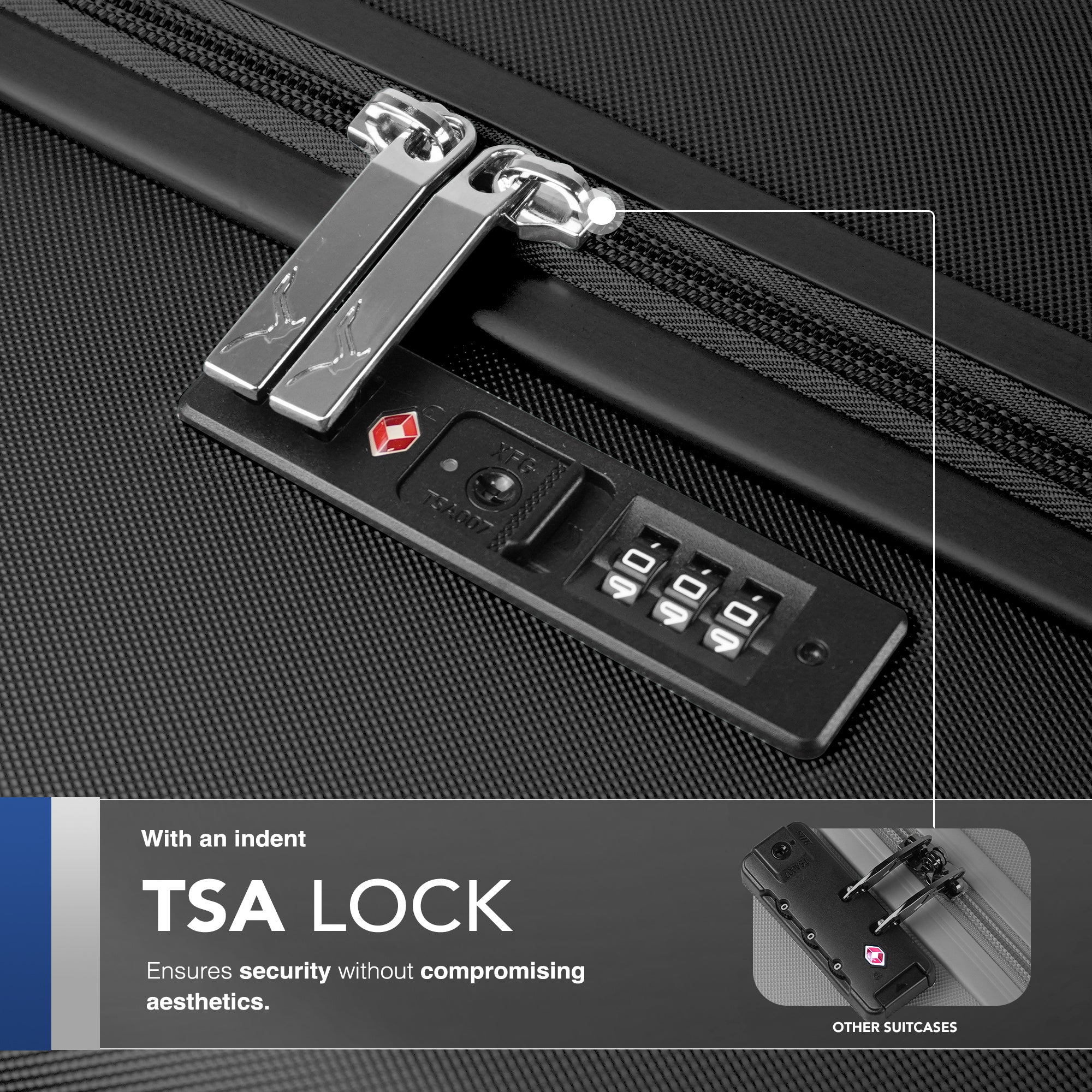 LUGG 65 x 25 x 44cm Vacay Suitcase ABS Luggage with TSA Indent Lock, Aluminium Trolley Handle, 360° Spinner Wheels, Water-Resistant & Durable Material - Airline Compatible (24inch)