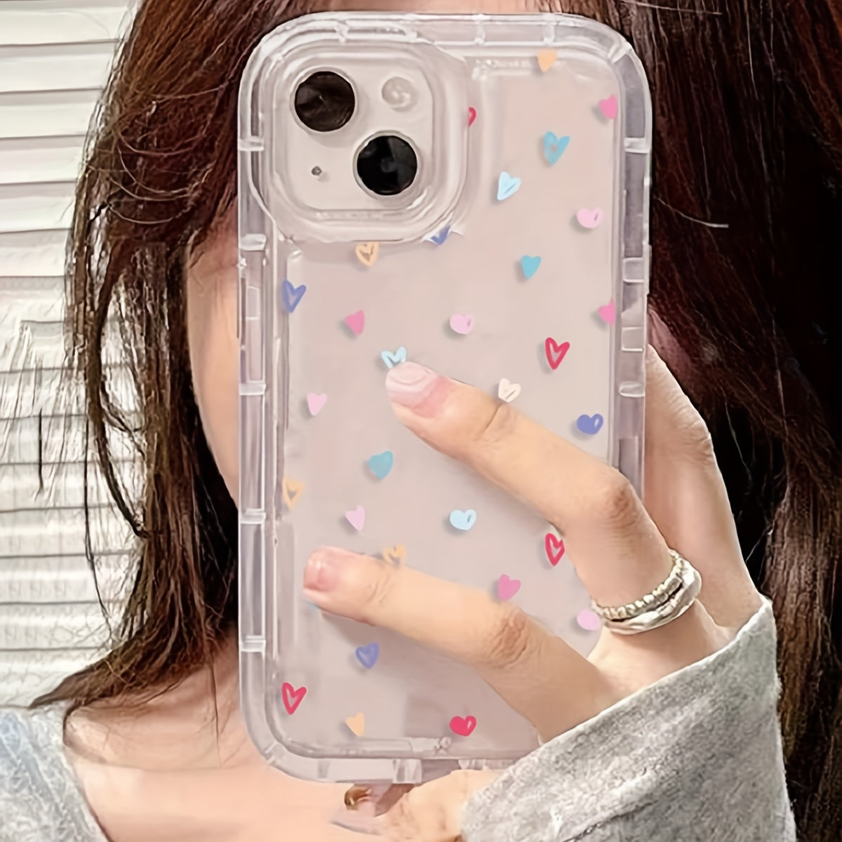 [For iPhone Air Cushion Case] A Colorful Little Love Cute Pattern Air Cushion Phone Case For IPhone15 14 13 12 11 XS XR X 7 8Mini Plus ProMax