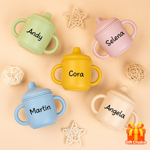 Personalized Silicone Drinking Cup for, Custom Engraved Sippy Cup, Tumbler, Perfect Gift for .