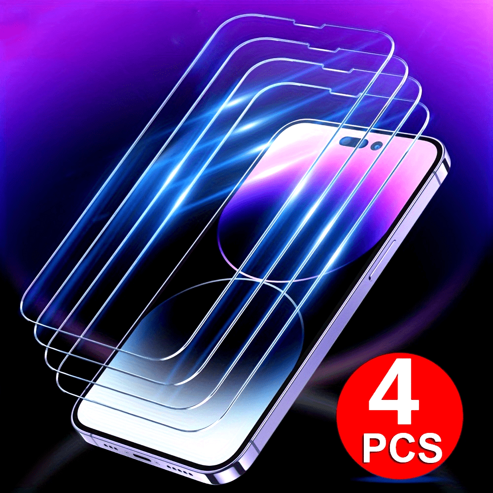 4-Pack HD Tempered Glass Screen Protection for iPhone 11 12 13 14 15 16 17 Pro 13 14 15 16 17 Pro Max 17 Air 16e 14 15 16 Plus Protective Glass Film