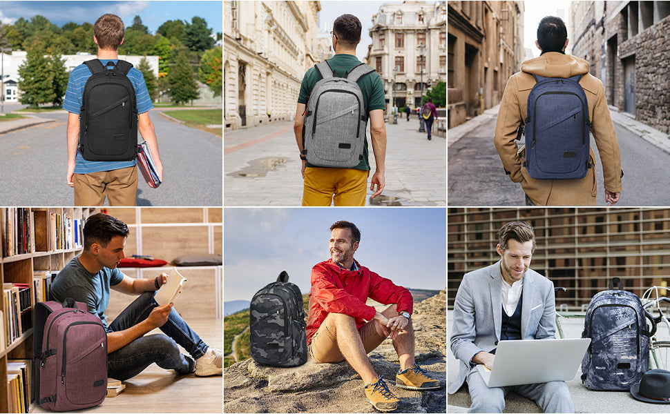 Kono Anti-Theft Laptop Backpack - 15.6 Inch Lightweight Laptop Bag for Men & Women - USB Charging Port, Travel, Business, Work.