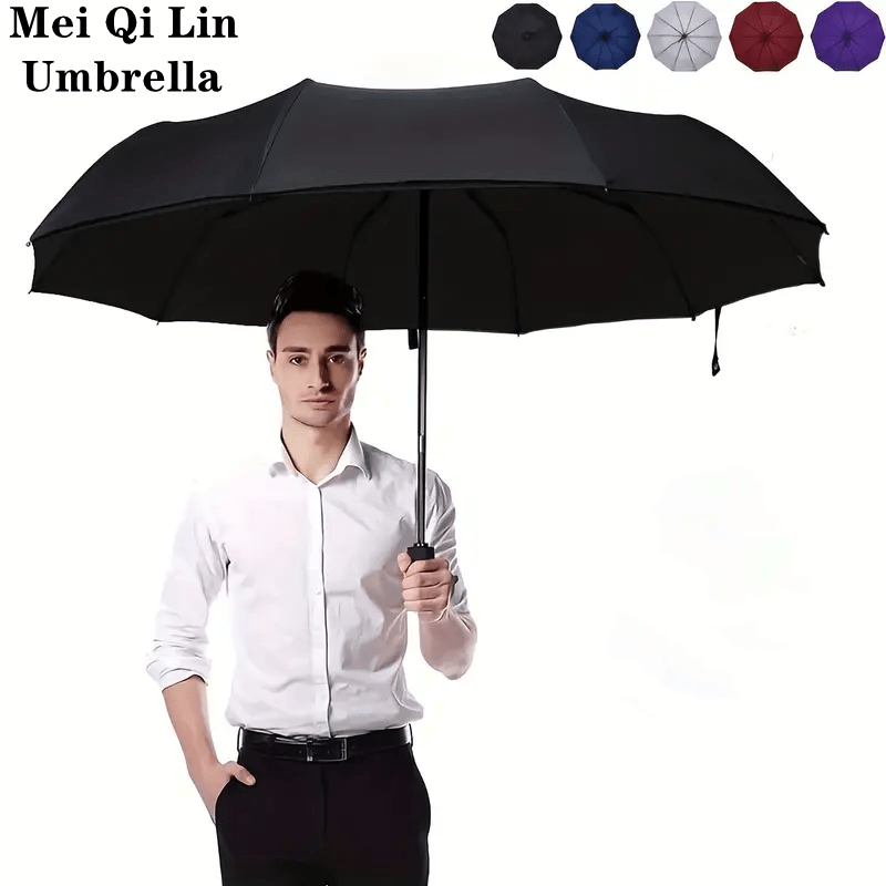 Windproof Automatic Oversized Folding Umbrella – 10-Rib Strong Frame, Sun Protection, Professional Unisex Business & Golf Umbrella