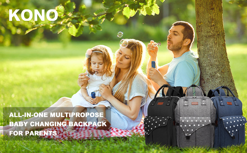 Baby Changing Backpack - Waterproof Diaper Bag with USB Port & Stroller Straps, 15.6" Laptop Compartment for Parents