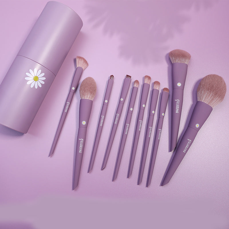 MSQ Make Up Brushes 10Pcs Makeup Brush Set: Foundation Brush, Blending Brush, Synthetic Hair Powder Brushes, Fan Brushes, Eyeshadow Brushes, Eye Brushes Set with Bag