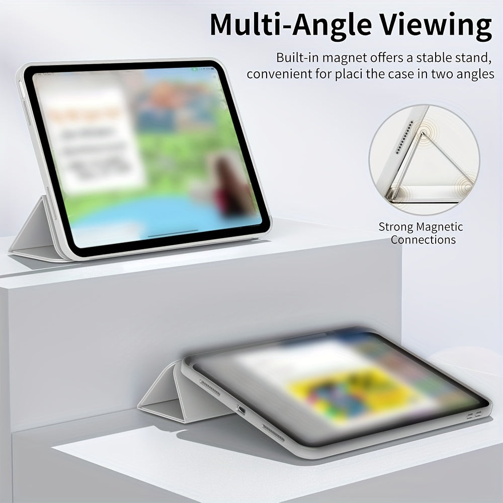 For iPad 11th Gen/10th/9th/8th/7th/6th/5th/ Air 1/2/3/Pro 9.7/10.5 Slim Tri-Fold Stand Case with Pencil Holder - Auto Sleep/Wake, Adjustable Stand, Lightweight Soft TPU Cover, Modern Travel Case For A16, Auto Sleep/wake Featu