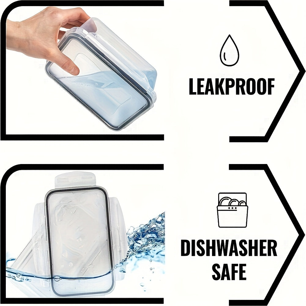 2/3pcs Rectangle Food Storage Container Set, Leakproof, Microwave Dishwasher Freezer Safe, Reusable, PP, Air-tight, Hand Wash, Latch Closure, Multipurpose, Non-Electric, with Lids, for Fruits, Vegetables, Meat,Outdoor Equipme