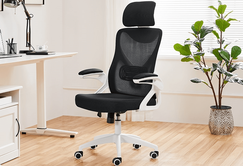Costoffs Office Chair with Flip-up Armrest, Comfy Desk Chair with Adjustable Padded Headrest, Gaming Chair, Big and Tall Office Chair, Computer Chair with Customized Lumbar Support and Cushioned Seat