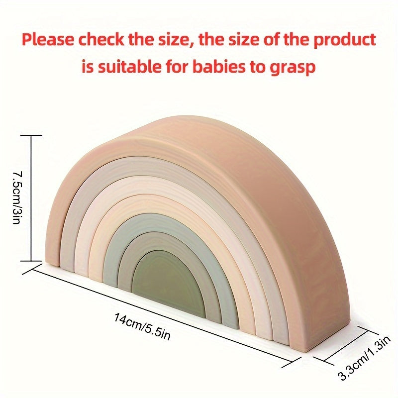 Rainbow Stacker Shape Puzzle , 7-Pack Rainbow Nesting Puzzle , Educational Sensory Toy , Kids And Toddler Stacking Toy , Building Blocks Baby , Nontoxic Material , Early Learners