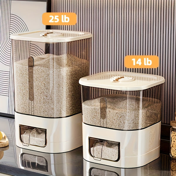 JIN Automatic Rice Dispenser with Measuring Cup, Large-Capacity Moisture-Proof Sealed Grain Storage Container for Rice, Flour, Pet Food and Kitchen Use