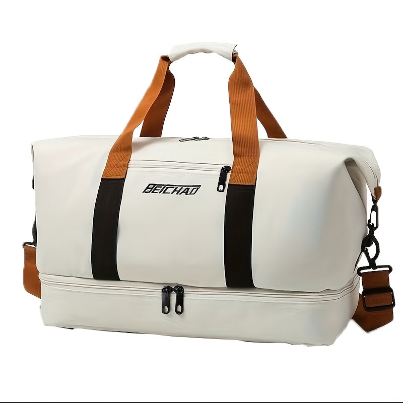 Large Tote Bag, Unisex Square Bag, Shoulder and Crossbody Bag for Men and Women, Short Business Trip Handheld Luggage Storage Bag, Men's Sports Gym Bag, Lightweight and Portable Handheld Bag, Messenger Bag [Zipper Direction R