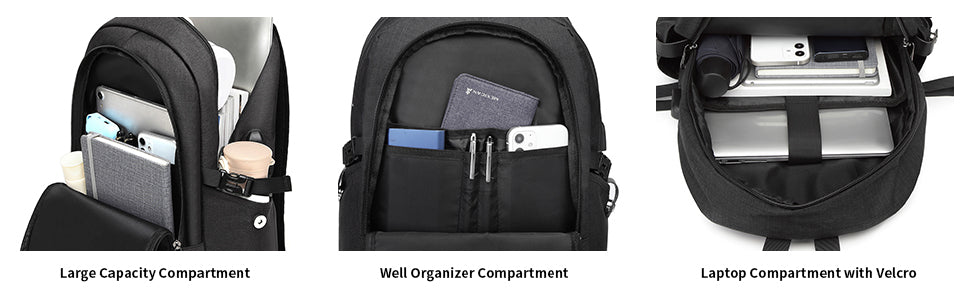 Kono Anti-Theft Laptop Backpack - 15.6 Inch Lightweight Laptop Bag for Men & Women - USB Charging Port, Travel, Business, Work.